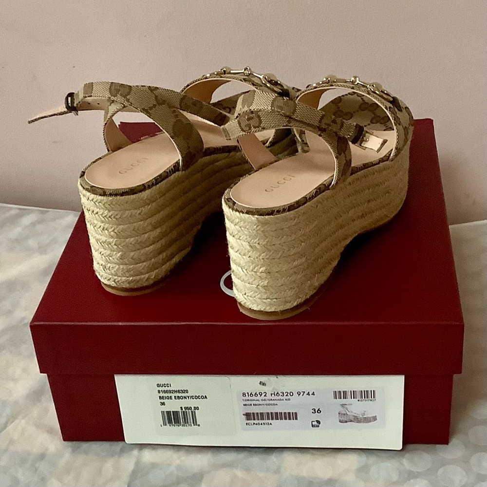 BNIB Gucci Women's Horsebit Espadrille Platform Sandal sz.36 - Picture 8 of 12